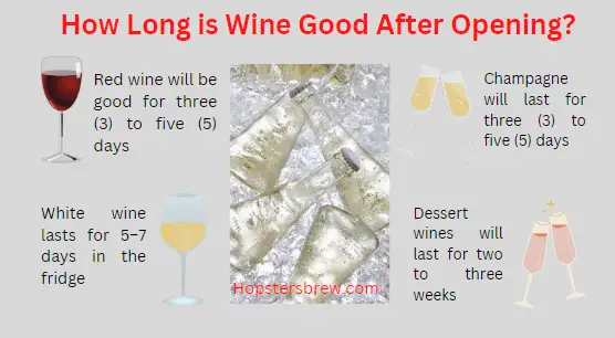 How Long is Wine Good After Opening? White wine, red wine, Champagne, Rose wine, Fortified wine, and Dessert wine storage tips