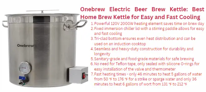 Onebrew Electric Beer Brew Kettle: Best for easy and fast cooling